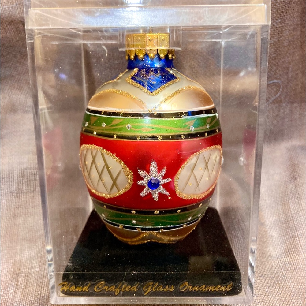 Vintage Hand-Crafted Faberge Egg Ornament, NIB